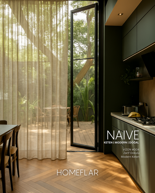 Naive Keten Armür Tül Perde | Modern Doğal