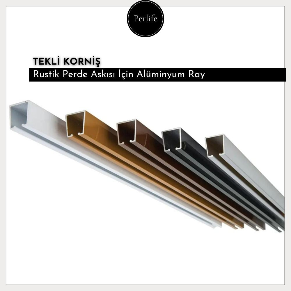 Rustik Perde Askısı İçin Alüminyum Ray (Tekli Korniş)