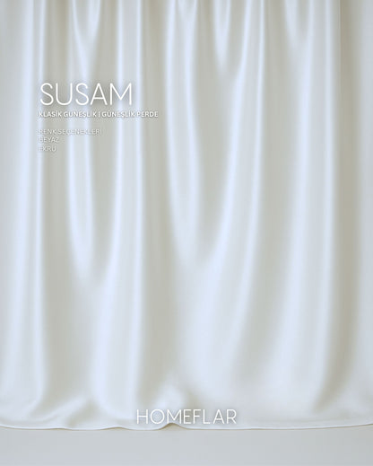 Susam Klasik Güneşlik Perde | Işık Geçirgen | Özel Ölçü Üretim