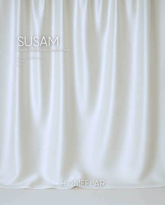 Susam Klasik Güneşlik Perde | Işık Geçirgen | Özel Ölçü Üretim