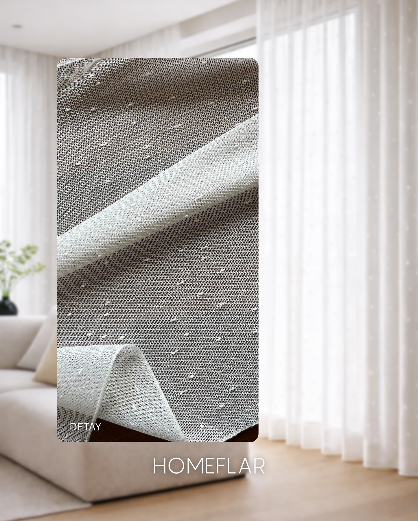 Eylül Armür Tül Perde | YAĞMUR DAMLA DETAYLI TÜL PERDE | KETEN | BAMBU