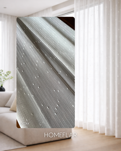 Eylül Armür Tül Perde | YAĞMUR DAMLA DETAYLI TÜL PERDE | KETEN | BAMBU