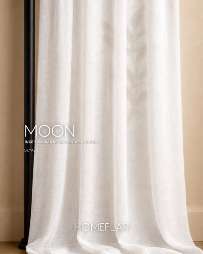 Moon Armür Tül Perde | İNCE YUMUŞAK KETEN TÜL PERDE | MODERN | DOĞAL