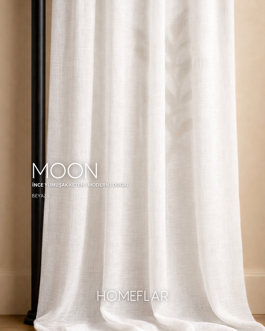 Moon Armür Tül Perde | İNCE YUMUŞAK KETEN TÜL PERDE | MODERN | DOĞAL