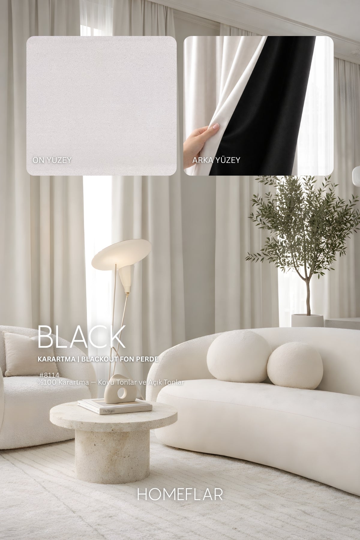 Black %100 Karartma Fon Perde | Koyu ve Açık Tonlar
