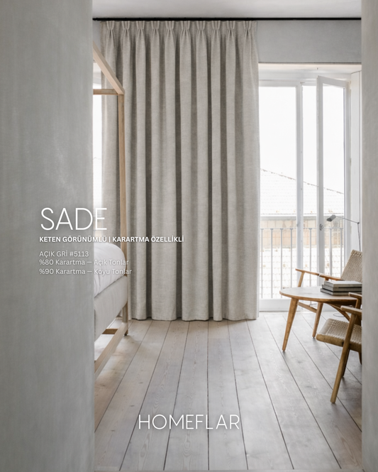 Sade Karartma Fon Perde | KETEN GÖRÜNÜMLÜ | Açık Tonlar - %80 Karartma | Koyu Tonlar - %90 Karartma