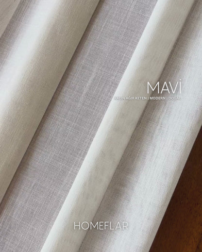 Mavi Armür Tül Perde | KALIN AĞIR KETEN TÜL PERDEİ | MODERN | DOĞAL