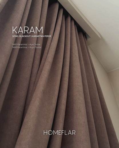 Karam Karartma Fon Perde | Açık Tonlar - %80 Karartma | Koyu Tonlar - %90 Karartma